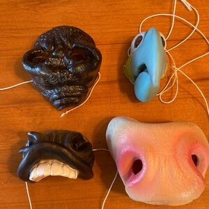 Vintage Animal nose Masks Set - Black, Blue, Pink